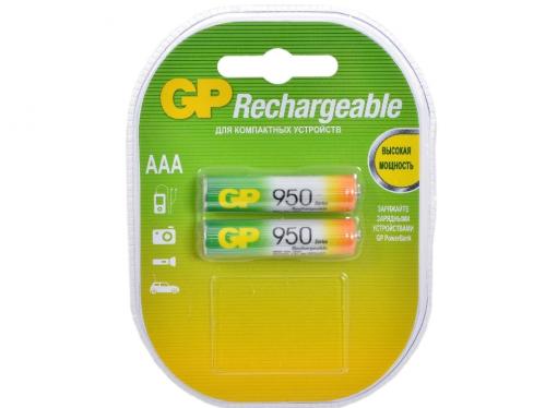 Аккумуляторы GP 2шт, AAA, 950mAh, NiMH (95AAAHC-U2)