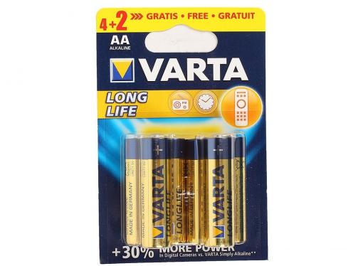 Батарейка VARTA LONGLIFE AA/LR06, 4+2шт. в блистере 4106101426