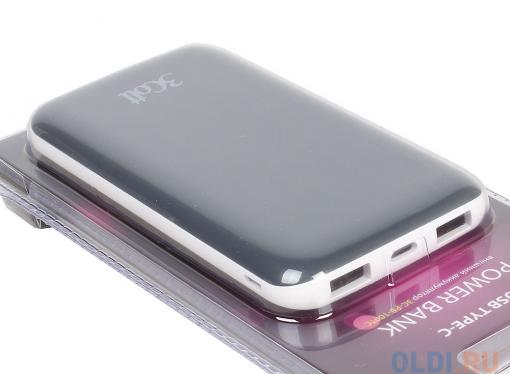 Внешний аккумулятор 3Cott 3C-PB-100TC, Type-C, 10000 мАч, вх.: micro USB 5В2А, Type-C 5В2А, вых USB: 5В2.4А,  вых Type-C: 5В2А,  прорезиненное, черный