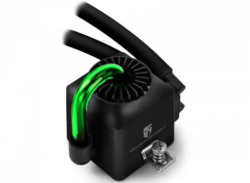 Корпус Deepcool GENOME II BK-GN , ATX, без БП, боковое окно, зеленая спираль, система водяного охлаждения.
