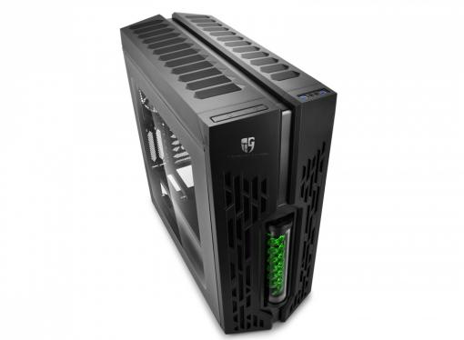 Корпус Deepcool GENOME II BK-GN , ATX, без БП, боковое окно, зеленая спираль, система водяного охлаждения.