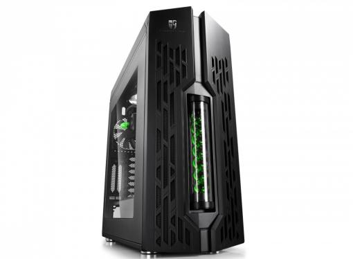 Корпус Deepcool GENOME II BK-GN , ATX, без БП, боковое окно, зеленая спираль, система водяного охлаждения.