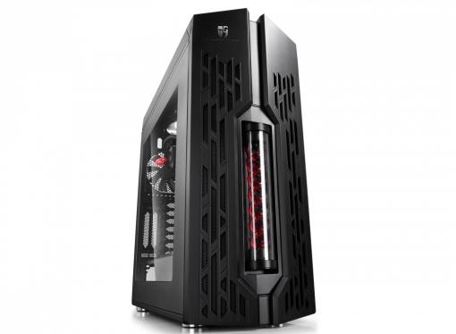 Корпус Deepcool GENOME II BK-RD , ATX, без БП, боковое окно, красная спираль, система водяного охлаждения.