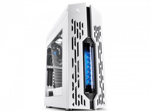 Корпус Deepcool GENOME II WH-BL , ATX, без БП, боковое окно, синяя спираль, система водяного охлаждения.
