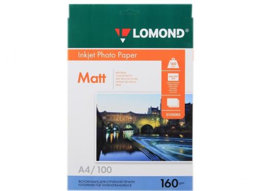 0102005 бумага LOMOND (A4, 160гр, 100л) Photo Матовая, 1стор.