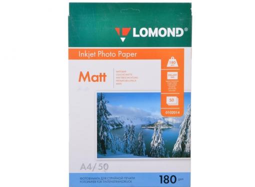 0102014 бумага LOMOND (A4, 180гр, 50л) Photo Матовая, 1стор.