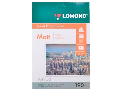 0102015 бумага LOMOND (A4, 190гр, 50л) Photo Матовая/Матовая