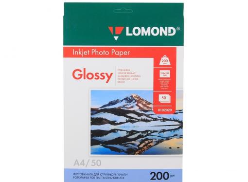 0102020 бумага LOMOND (A4, 200гр, 50л) Photo Глянцевая, 1стор.