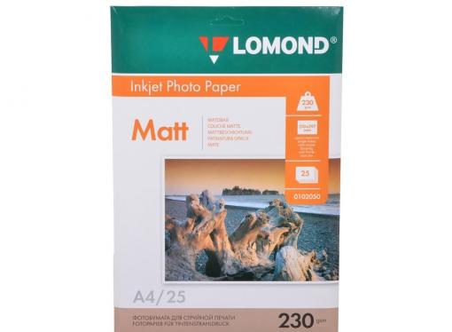 0102050 бумага LOMOND (A4, 230гр, 25л) Photo Матовая , одностор.