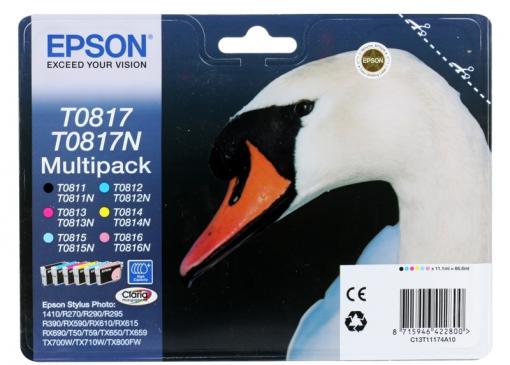 Картридж Epson Original T11174A10 (T0817) комплект для T50/T59/R270/R390/RX590 (6 цветов)