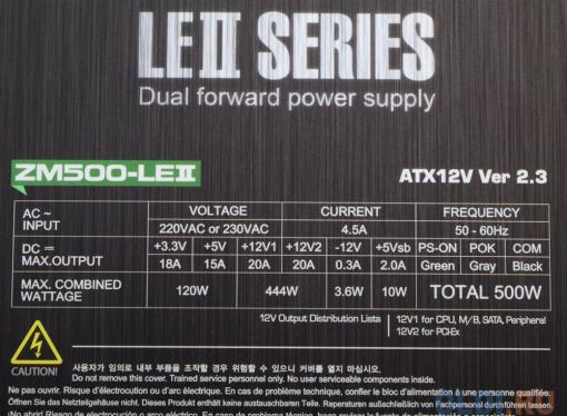 Блок питания Zalman 500W ZM500-LE2 v2.3, Fan 12 cm, Retail