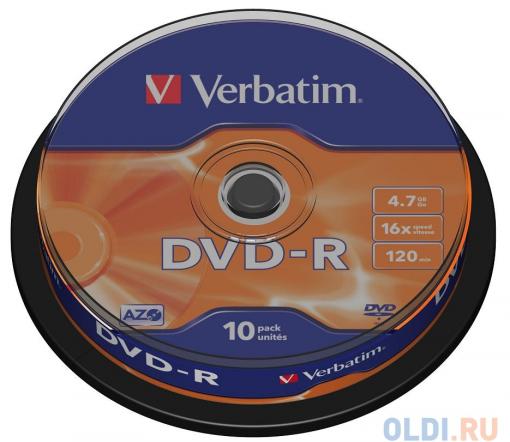 DVD-R Verbatim 4.7Gb 16х 10шт Cake Box