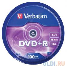 DVD+R Verbatim 4.7Gb 16x 100шт Cake Box