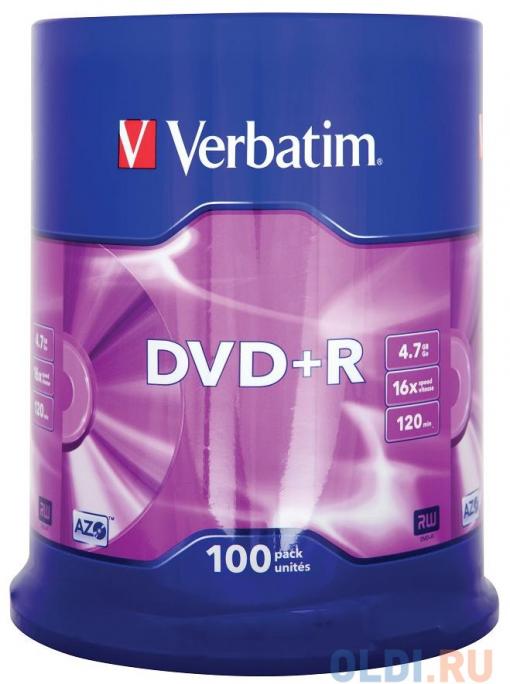 DVD+R Verbatim 4.7Gb 16x 100шт Cake Box