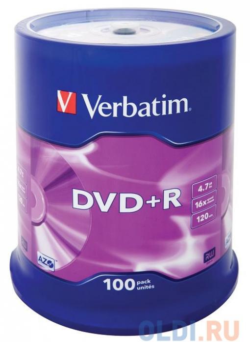 DVD+R Verbatim 4.7Gb 16x 100шт Cake Box