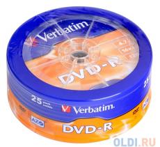 DVD-R Verbatim 4.7Gb 25шт Shrink