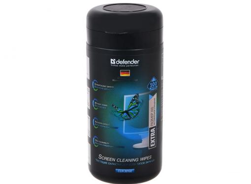 Чистящие салфетки Defender  30102 (Туба, 100 шт) для ЭЛТ и LCD экранов
