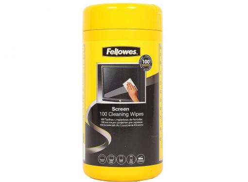 Салфетки Fellowes чистящие для экранов в тубе, 100 шт