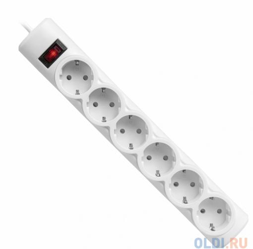 Сетевой фильтр Defender DFS 151 белый 1.8 м 6 розеток