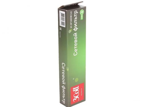 Сетевой фильтр 3Cott 3C-SP1005W-3.0, 5 евро-розеток с заземлением, 3,0 м, автоматический предохранитель, макс. мощность 2200 Вт, белый, коробка