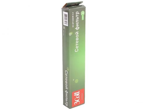 Сетевой фильтр 3Cott 3C-SP1006W-3.0, 6 евро-розеток с заземлением, 3,0 м, автоматический предохранитель, макс. мощность 2200 Вт, белый, коробка