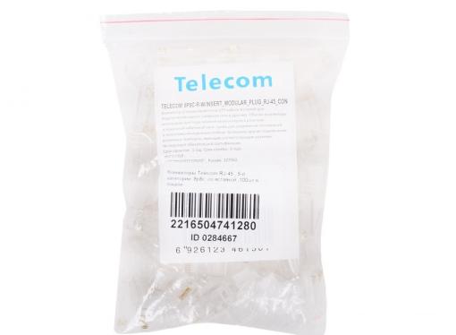 Коннекторы Telecom RJ-45 , 5-й категории, 8p8c, со вставкой ,100шт в пакете