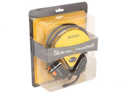 Гарнитура  A4Tech HS-28 оранжевый/черный 1.8м