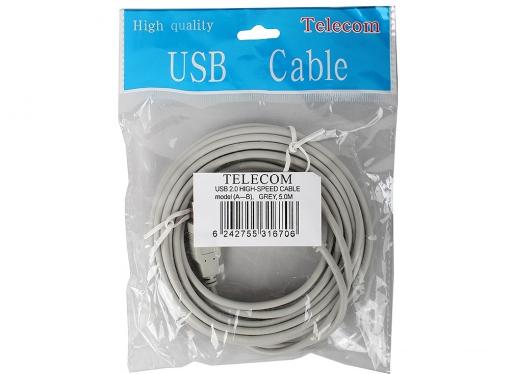 Кабель USB 2.0 AM/BM 5м Telecom