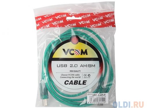 Кабель USB 2.0 AM/BM 1.8м Vcom прозрачная  изоляция