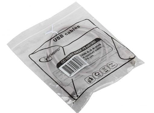 Кабель удлинитель USB 2.0 AM/AF 0.75м Gembird/Cablexpert CC-USB2-AMAF-75CM/300, пакет