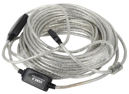 Кабель удлинитель активный(с усилителем) USB 2.0 AM/AF 15м VCOM VUS7049 USB2.0-repeater