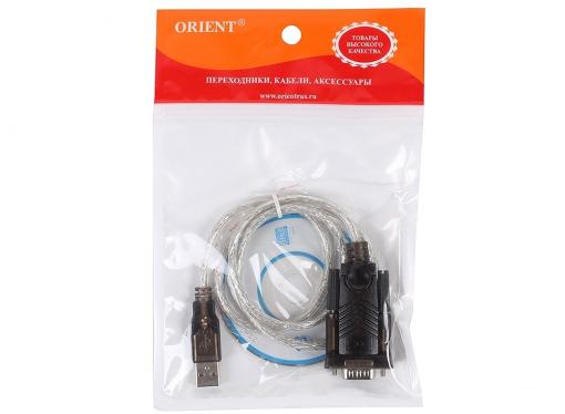 Кабель-адаптер USB AM - COM DB9M(RS232) Orient USS-101N,chipset Prolific PL2303TA, поддержка Win 8/8.1, 0.8м, крепление винты