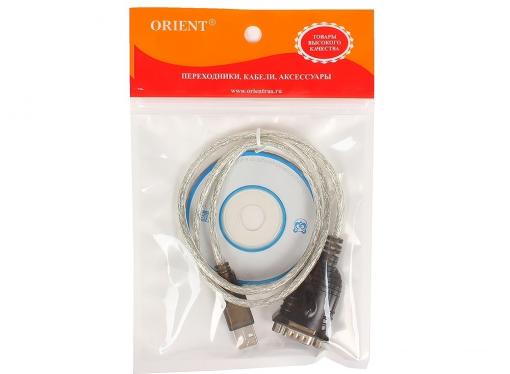 Кабель-адаптер USB AM - COM DB9M(RS232) Orient USS-111N, 0.8м, крепление гайки