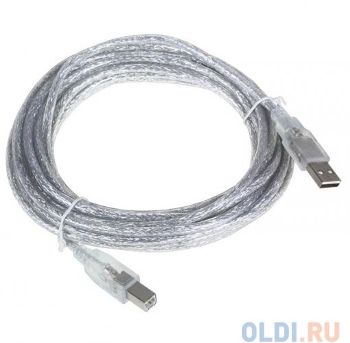 Кабель USB 2.0 AM/BM 5.0m VCOM VUS6900-5.0MTP прозрачная изоляция