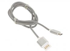 Кабель USB 2.0 Cablexpert, AM/microBM 5P, 1м серебристый металлик CCB-mUSBs1m