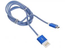 Кабель USB 2.0 Cablexpert, AM/microBM 5P, 1м синий металлик CCB-mUSBb1m