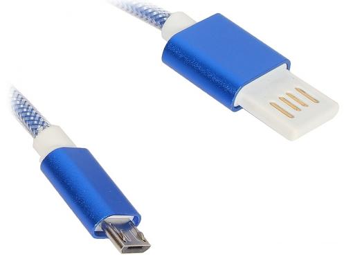Кабель USB 2.0 Cablexpert, AM/microBM 5P, 1м синий металлик CCB-mUSBb1m