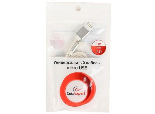 Кабель USB 2.0 Cablexpert, AM/microBM 5P, 1м серебристый металлик CC-mUSBs1m