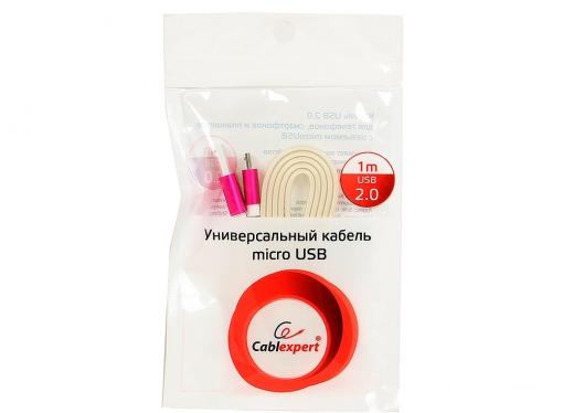 Кабель USB 2.0 Cablexpert, AM/microBM 5P, 1м розовый металлик (CC-mUSBr1m)