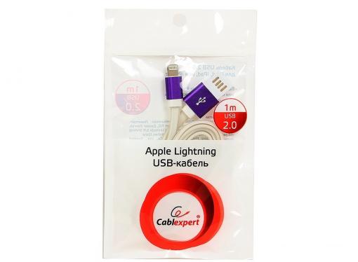 Кабель USB 2.0 Cablexpert AM/Lightning 8P (CC-ApUSBp1m), 1 м, серый/фиолетовый