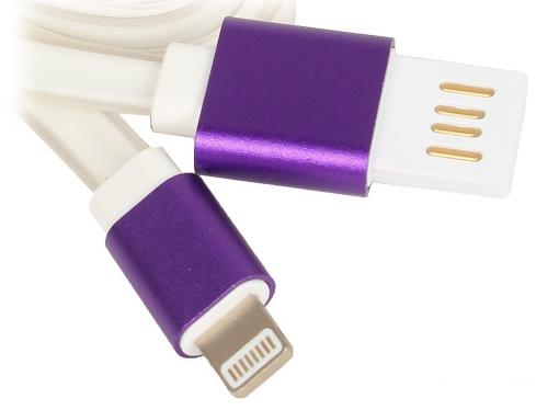 Кабель USB 2.0 Cablexpert AM/Lightning 8P (CC-ApUSBp1m), 1 м, серый/фиолетовый