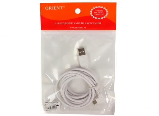 Кабель USB 2.0 Orient MU-215RL,  Am - micro-Bm (5pin) угловой, левый поворот 90гр, 1.5 м, белый