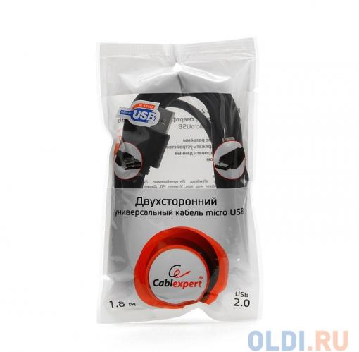 Кабель USB 2.0 Gembird/Cablexpert, двусторонние разъемы, AM/microB 5P, 1.8м, пакет (CC-mUSBDS-6)