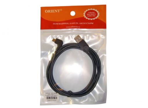 Кабель Orient MU-215B1 (Am - micro-Bm (5pin) угловой, левый поворот 90град, 1.5 м, черный)