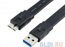 Кабель Micro USB 3.0 Orient MU-305F, Am - micro-Bm (10pin), 0.5 м, плоский, черный