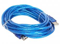 Кабель удлинительный Telecom USB2.0 AM/AF прозрачная, голубая изоляция 5.0m (VUS6956T-5MTBO)
