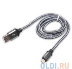 Кабель Lightning 8pin-USB Ritmix RCC-421 grey для синхронизации/зарядки, 1м, нейлон. опл., мет. коннекторы