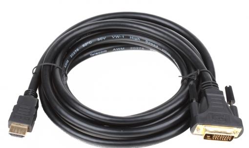 Кабель HDMI - DVI-D 19M/19M 3м Telecom с позолоченными контактами