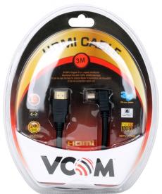 Кабель VCOM HDMI 19M/M-угловой коннектор 3м, 1.4V позолоченные контакты (VHD6260D-3MB) Blister