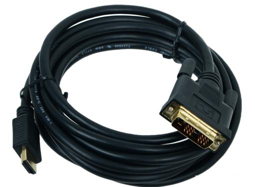 Кабель HDMI - DVI-D 19M/19M 3м Gembird Single Link, черный, позол.разъемы, экран, пакет